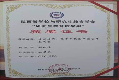 我院荣获一项陕西省研究生教育成果奖